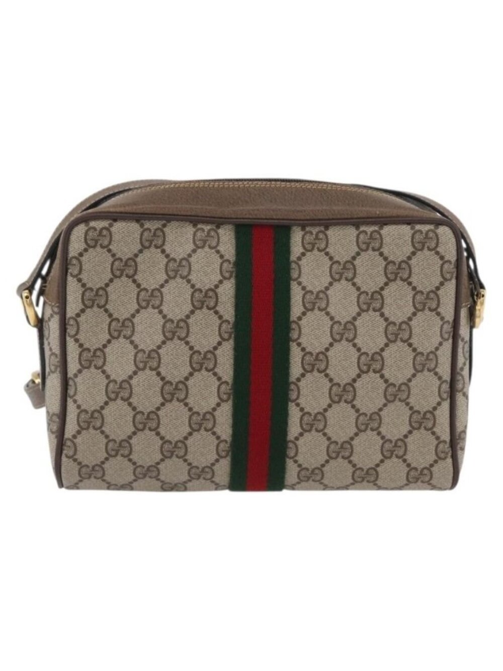 Authentic GUCCI GG Supreme Web Sherry Line Bag PVC Beige Gold 904 02 004 - Picture 9 of 16